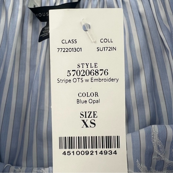 NWT WHBM Off-The-Shoulder Embroidered Stripe Cotton Top - Picture 10 of 11